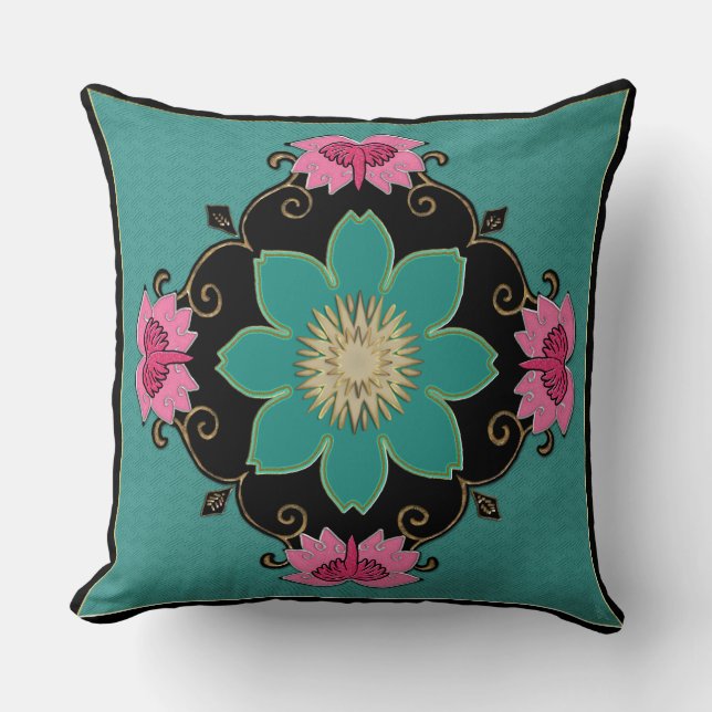 Japanische Jugendstil-Rosette Kissen (Vorderseite)
