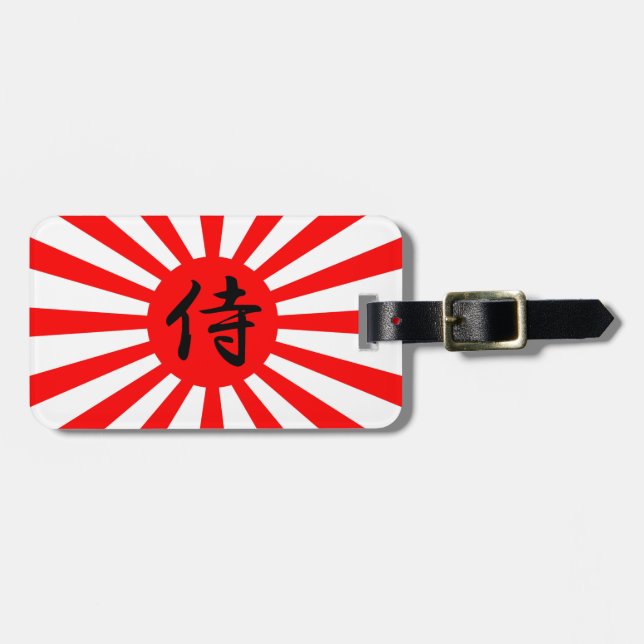 Japanische Kaiserflagge mit Samurai-Kanji-Symbol Gepäckanhänger (Vorderseite horizontal)