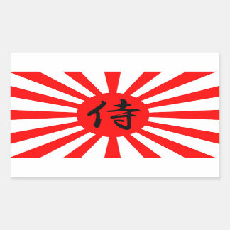 Japanische Kaiserflagge mit Samurai-Kanji-Symbol Rechteckiger Aufkleber