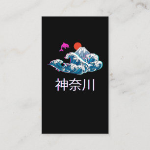 Japanische Kalligrafie Vaporwave Great Wave Kanaga Visitenkarte