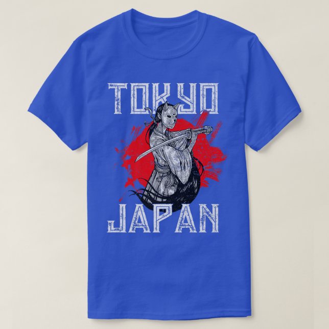 Japanische Kampfkunst Tengu Samurai mit Neko Mask T-Shirt (Design vorne)