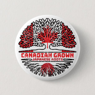Japanische kanadische Tree-Roots-Flagge Button