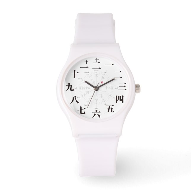 Japanische Kanji [weißes Gesicht] Armbanduhr (Vorderseite)