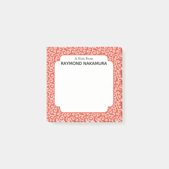 Japanische Karakusa Arabesque Spiral Muster Post-it Klebezettel (Vorderseite)