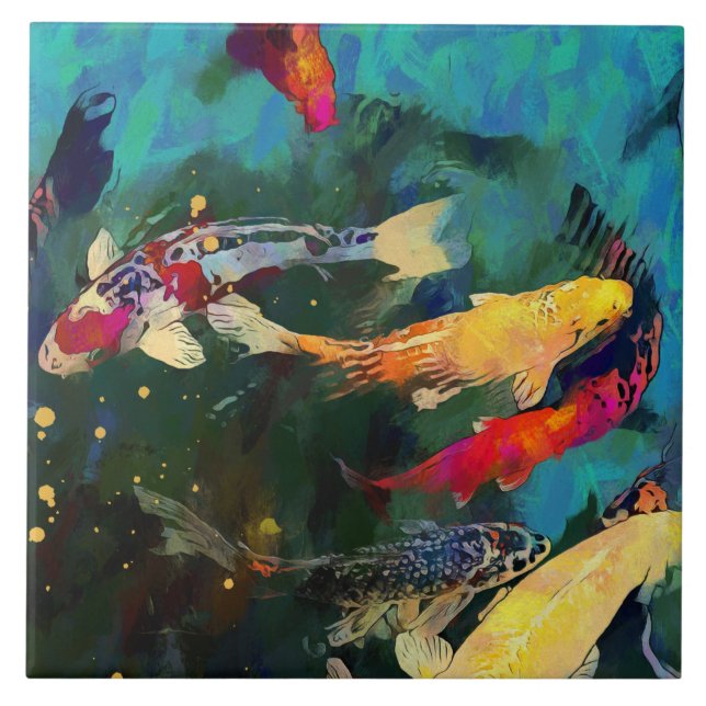 Japanische Karpfen-Keramik Fliese (Vorderseite)