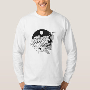 Japanische Karpfen Koi mit Yin & Yang Background T-Shirt