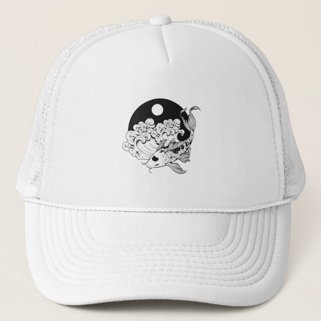 Japanische Karpfen Koi mit Yin & Yang Background Truckerkappe (Vorderseite)