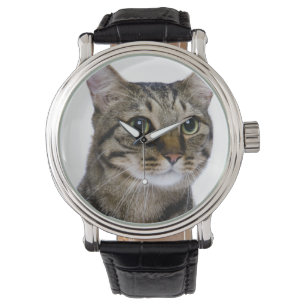 Japanische Katze auf weißem Hintergrund Armbanduhr