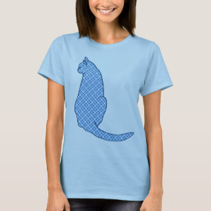 Japanische Katze - Blue Kimono Print T-Shirt