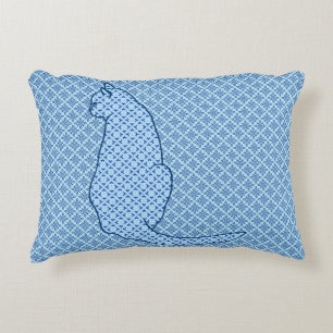Japanische Katze - Blue Kimono Print Zierkissen