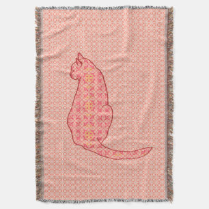 Japanische Katze - Coral Orange Batik Decke
