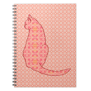 Japanische Katze - Coral Orange Batik Notizblock