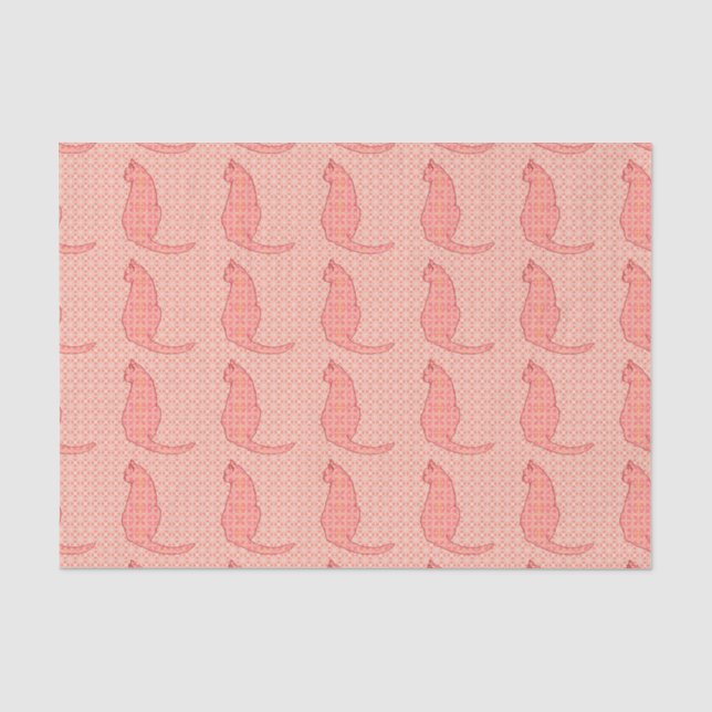 Japanische Katze - Coral Orange Batik Seidenpapier (Vorderseite)