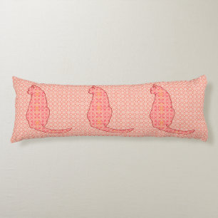 Japanische Katze - Coral Orange Batik Seitenschläferkissen
