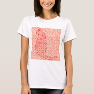 Japanische Katze - Coral Orange Batik T-Shirt