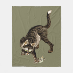 Japanische Katze fängt einen Frosch Fleecedecke