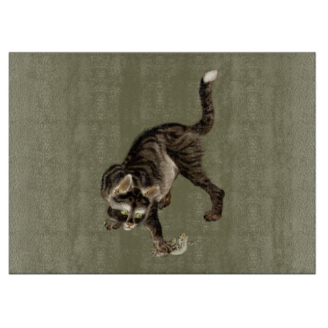 Japanische Katze fängt einen Frosch Schneidebrett (Vorderseite)