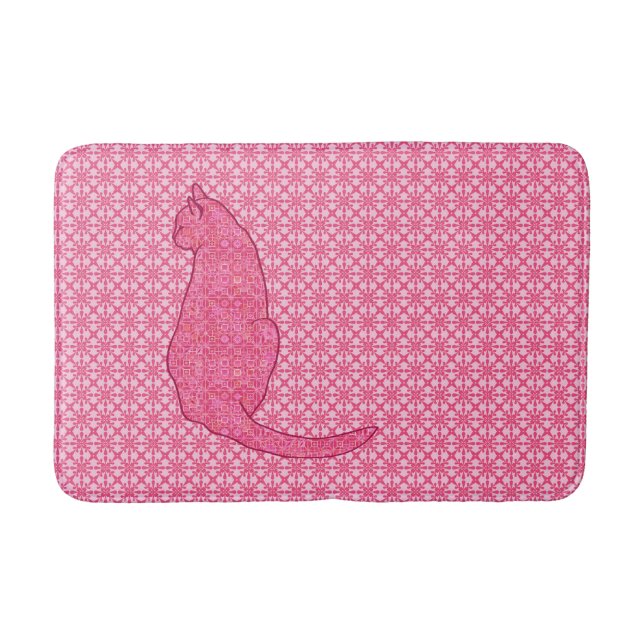 Japanische Katze - Fuchsia Pink Batik Badematte (Vorderseite)