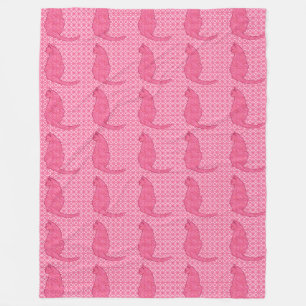Japanische Katze - Fuchsia Pink Batik Fleecedecke