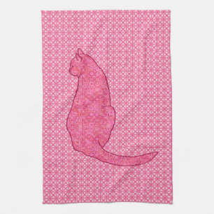 Japanische Katze - Fuchsia Pink Batik Handtuch