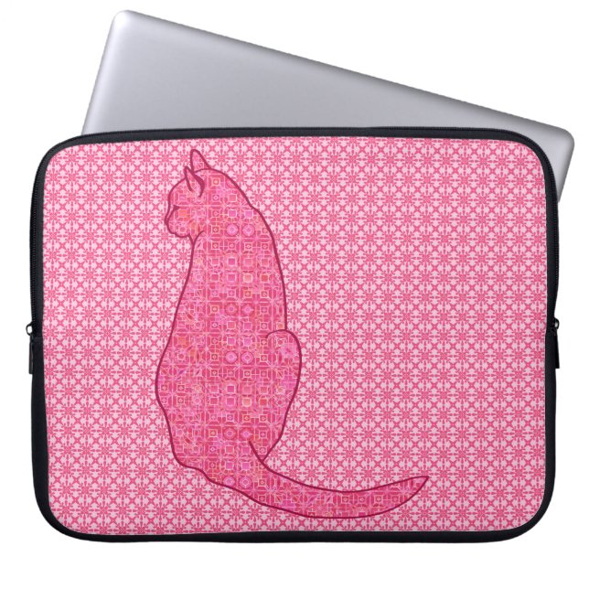 Japanische Katze - Fuchsia Pink Batik Laptopschutzhülle (Vorderseite)