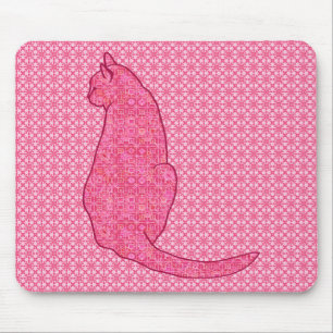 Japanische Katze - Fuchsia Pink Batik Mousepad