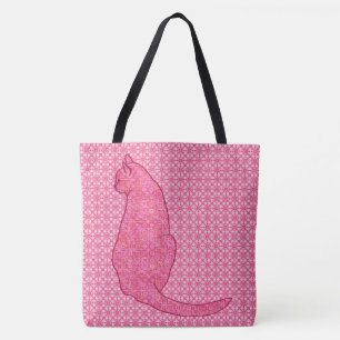 Japanische Katze - Fuchsia Pink Batik Tasche
