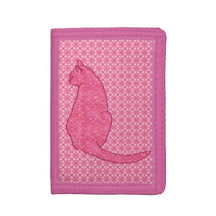 Japanische Katze - Fuchsia Pink Batik Tri-fold Portemonnaie