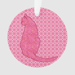 Japanische Katze - Fuchsia Rosa Batik Ornament