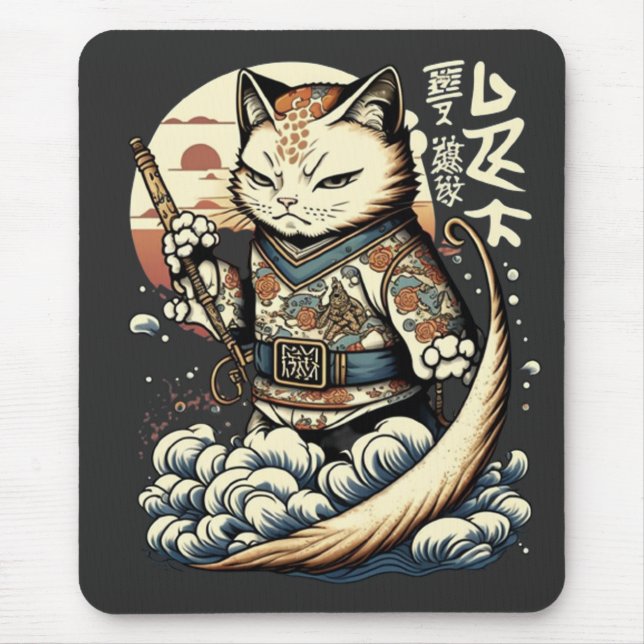 Japanische Katze Japan Waves kawaii Manga Anime Mousepad (Vorne)