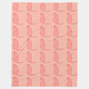 Japanische Katze - Korallenorange Batik Fleecedecke