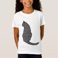 Japanische Katze, Schwarz und Weiß Kimono Print