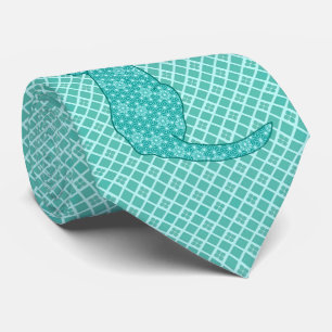 Japanische Katze - Türkisfarben Kimono Print Krawatte