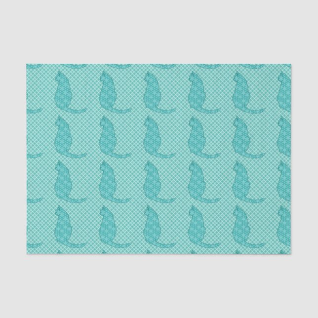 Japanische Katze - Türkisfarben Kimono Print Seidenpapier (Vorderseite)
