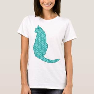 Japanische Katze - Türkisfarben Kimono Print T-Shirt