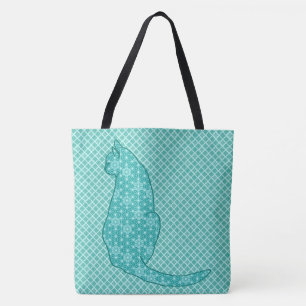 Japanische Katze - Türkisfarben Kimono Print Tasche