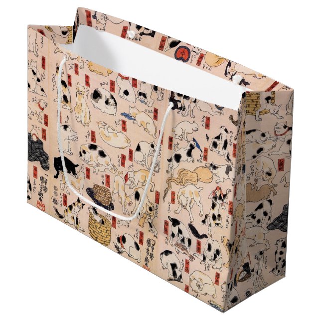 Japanische Katzen aus der Edo-Ära, Kuniyoshi, Ukiy Große Geschenktüte (Vorderseite Schrägansicht)