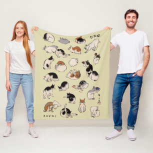 Japanische Katzen (farbänderbar) Fleecedecke