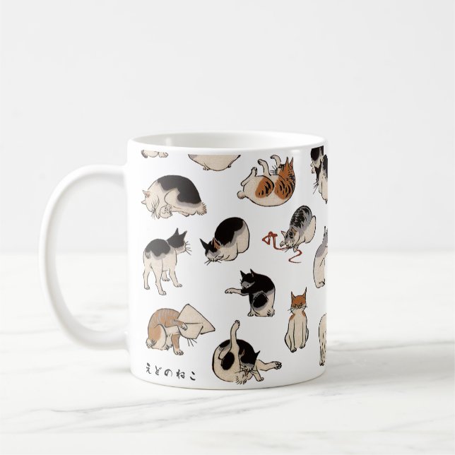 Japanische Katzen, Hiroshige, Ukiyo-e Kaffeetasse (Links)