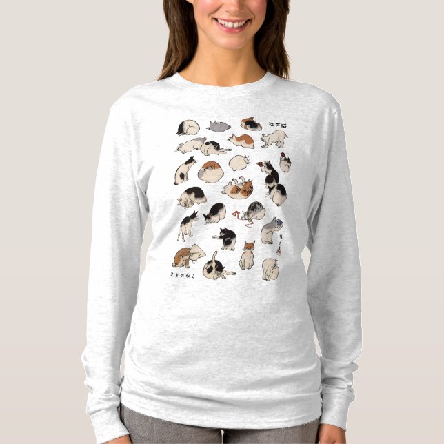 Japanische Katzen, Hiroshige, Ukiyo-e T-Shirt (Vorderseite)