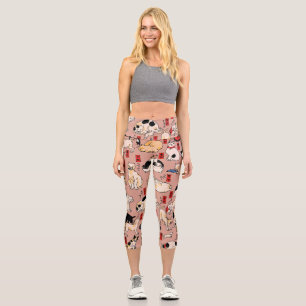 Japanische Katzen Ukiyo-e Art Funny Capri Leggings