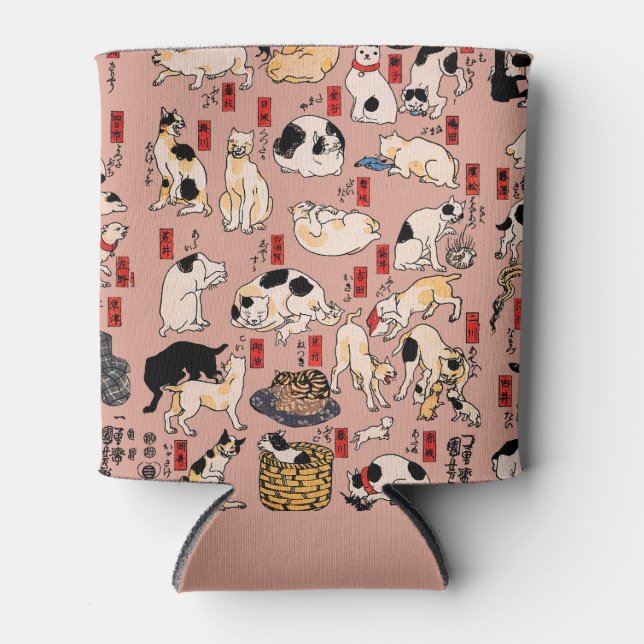 Japanische Katzen Ukiyo-e Funny kitty Dosenkühler (Vorderseite)