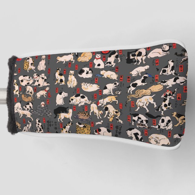 Japanische Katzen Ukiyo-e Funny kitty Golf Headcover (Vorderseite)