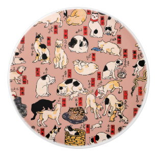 Japanische Katzen Ukiyo-e Funny kitty Keramikknauf