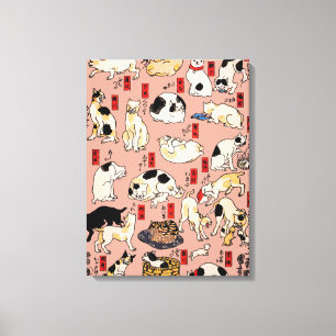 Japanische Katzen Ukiyo-e Funny kitty Leinwanddruck
