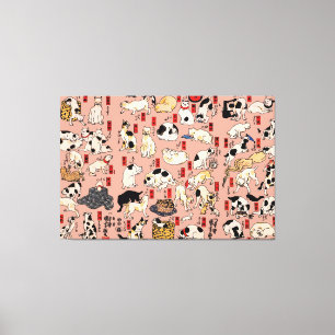 Japanische Katzen Ukiyo-e Funny kitty Leinwanddruck