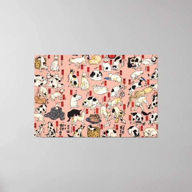 Japanische Katzen Ukiyo-e Funny kitty Leinwanddruck (Vorderseite)