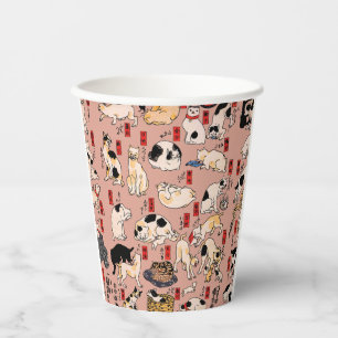Japanische Katzen Ukiyo-e Funny kitty Pappbecher