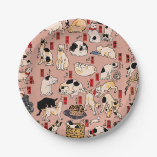 Japanische Katzen Ukiyo-e Funny kitty Pappteller