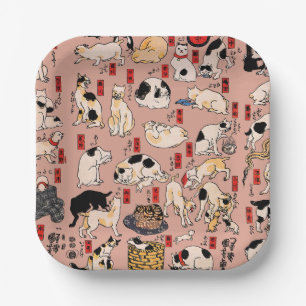 Japanische Katzen Ukiyo-e Funny kitty Pappteller